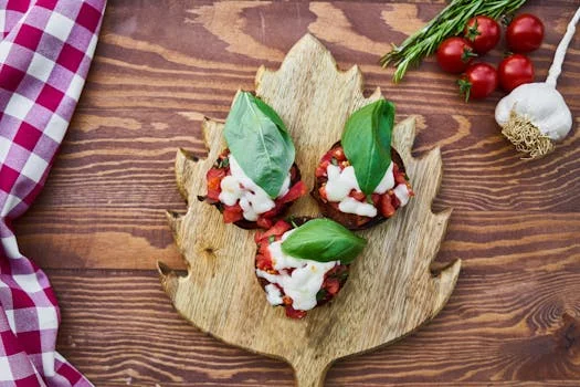 fresh bruschetta with tomatoes basil